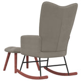 NNEVL Rocking Chair with a Stool Light Grey Velvet