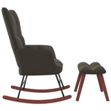 NNEVL Rocking Chair with a Stool Dark Grey Velvet