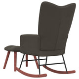 NNEVL Rocking Chair with a Stool Dark Grey Velvet