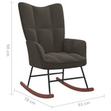 NNEVL Rocking Chair with a Stool Dark Grey Velvet
