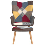 NNEVL Relaxing Chair with a Stool Patchwork Fabric