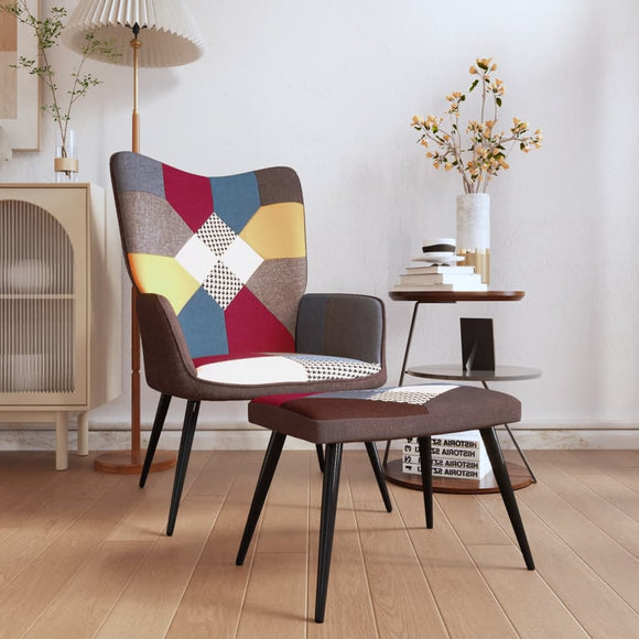 NNEVL Relaxing Chair with a Stool Patchwork Fabric