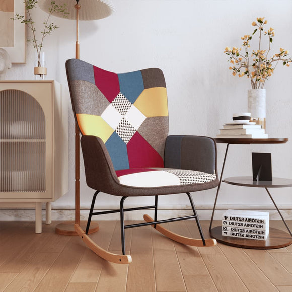 NNEVL Rocking Chair Patchwork Fabric