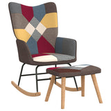 NNEVL Rocking Chair with a Stool Patchwork Fabric