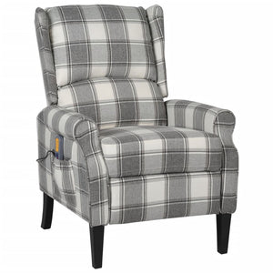 NNEVL Massage Reclining Chair White Grey Fabric