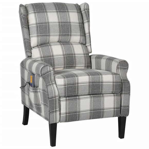 NNEVL Massage Reclining Chair White Grey Fabric