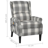 NNEVL Massage Reclining Chair White Grey Fabric