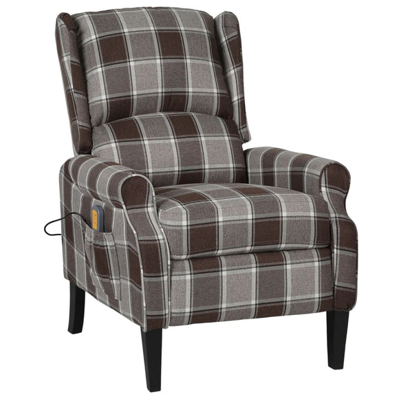 NNEVL Massage Reclining Chair Brown Fabric