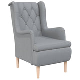 NNEVL Armchair with Solid Rubber Wood Feet Light Grey Fabric