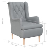 NNEVL Armchair with Solid Rubber Wood Feet Light Grey Fabric