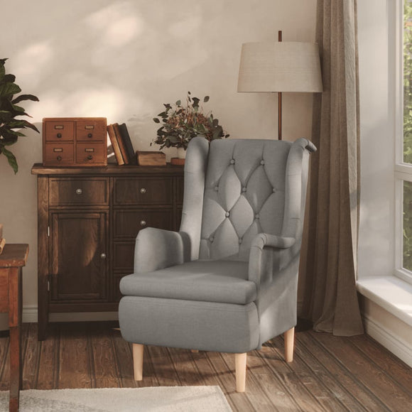 NNEVL Armchair with Solid Rubber Wood Feet Light Grey Fabric