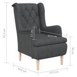NNEVL Armchair with Solid Rubber Wood Feet Dark Grey Fabric