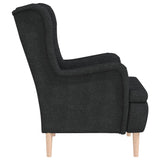 NNEVL Armchair with Solid Rubber Wood Feet Black Fabric