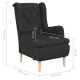 NNEVL Armchair with Solid Rubber Wood Feet Black Fabric