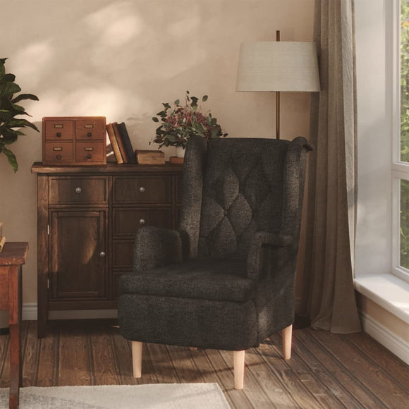 NNEVL Armchair with Solid Rubber Wood Feet Black Fabric