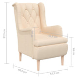 NNEVL Armchair with Solid Rubber Wood Feet Cream Fabric