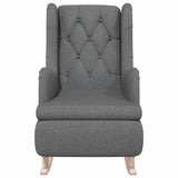 NNEVL Armchair with Solid Rubber Wood Rocking Legs Light Grey Fabric