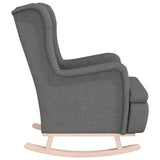 NNEVL Armchair with Solid Rubber Wood Rocking Legs Light Grey Fabric