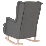 NNEVL Armchair with Solid Rubber Wood Rocking Legs Light Grey Fabric