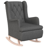 NNEVL Armchair with Solid Rubber Wood Rocking Legs Dark Grey Fabric