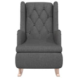 NNEVL Armchair with Solid Rubber Wood Rocking Legs Dark Grey Fabric