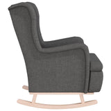 NNEVL Armchair with Solid Rubber Wood Rocking Legs Dark Grey Fabric