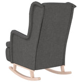 NNEVL Armchair with Solid Rubber Wood Rocking Legs Dark Grey Fabric