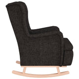 NNEVL Armchair with Solid Rubber Wood Rocking Legs Black Fabric