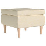 NNEVL Stool with Wooden Legs Cream Fabric