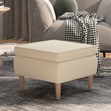 NNEVL Stool with Wooden Legs Cream Fabric