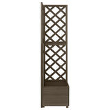 NNEVL Corner Trellis Planter Grey 40x40x150 cm Solid Fir Wood