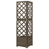 NNEVL Corner Trellis Planter Grey 40x40x150 cm Solid Fir Wood