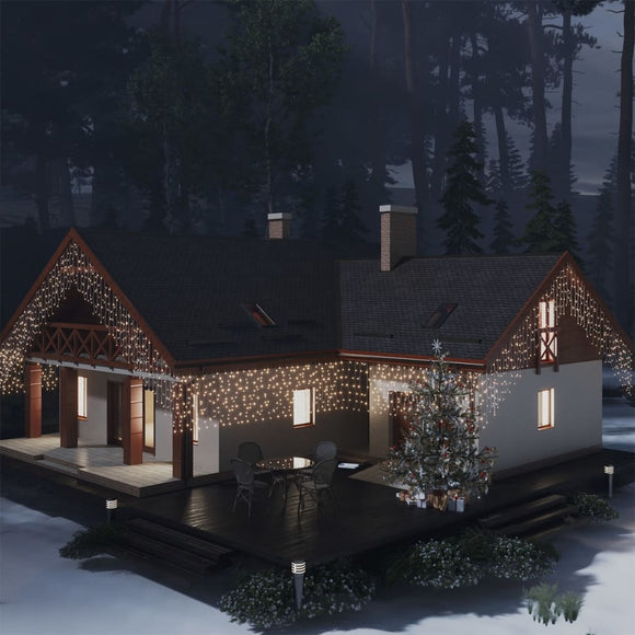 NNEVL LED Curtain Icicle Lights 10m 400 LED Warm White 8 Function