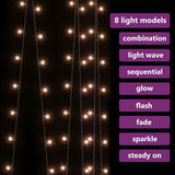 NNEVL LED Curtain Fairy Lights 3x3m 300 LED Warm White 8 Function