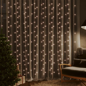 NNEVL LED Curtain Fairy Lights 3x3m 300 LED Warm White 8 Function