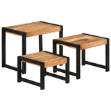 NNEVL Nesting Tables 3 pcs Solid Acacia Wood with Sheesham Finish