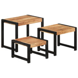 NNEVL Nesting Tables 3 pcs Solid Acacia Wood with Sheesham Finish