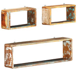 NNEVL 3 Piece Wall Cube Shelf Set Solid Reclaimed Wood