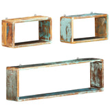 NNEVL 3 Piece Wall Cube Shelf Set Solid Reclaimed Wood