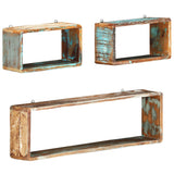 NNEVL 3 Piece Wall Cube Shelf Set Solid Reclaimed Wood