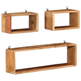 NNEVL 3 Piece Wall Cube Shelf Set Soild Acacia Wood