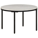 NNEVL Coffee Table White and Black Ø65 cm Real Solid Marble