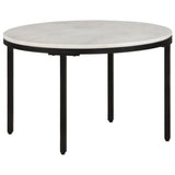 NNEVL Coffee Table White and Black Ø65 cm Real Solid Marble