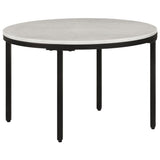 NNEVL Coffee Table White and Black Ø65 cm Real Solid Marble