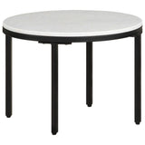 NNEVL Coffee Table White and Black Ø50 cm Real Solid Marble