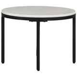 NNEVL Coffee Table White and Black Ø50 cm Real Solid Marble