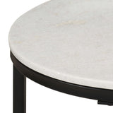 NNEVL Coffee Table White and Black Ø50 cm Real Solid Marble