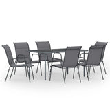 NNEVL 7 Piece Outdoor Dining Set Steel Anthracite