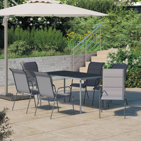 NNEVL 7 Piece Outdoor Dining Set Steel Anthracite
