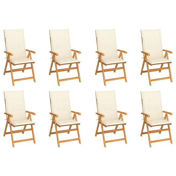 NNEVL Reclining Garden Chairs with Cushions 8 pcs Solid Teak Wood